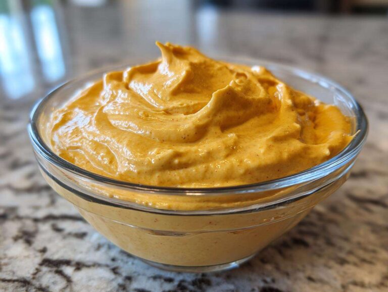 A clear bowl filled with creamy pumpkin fluff, a simple and delicious fall dessert.