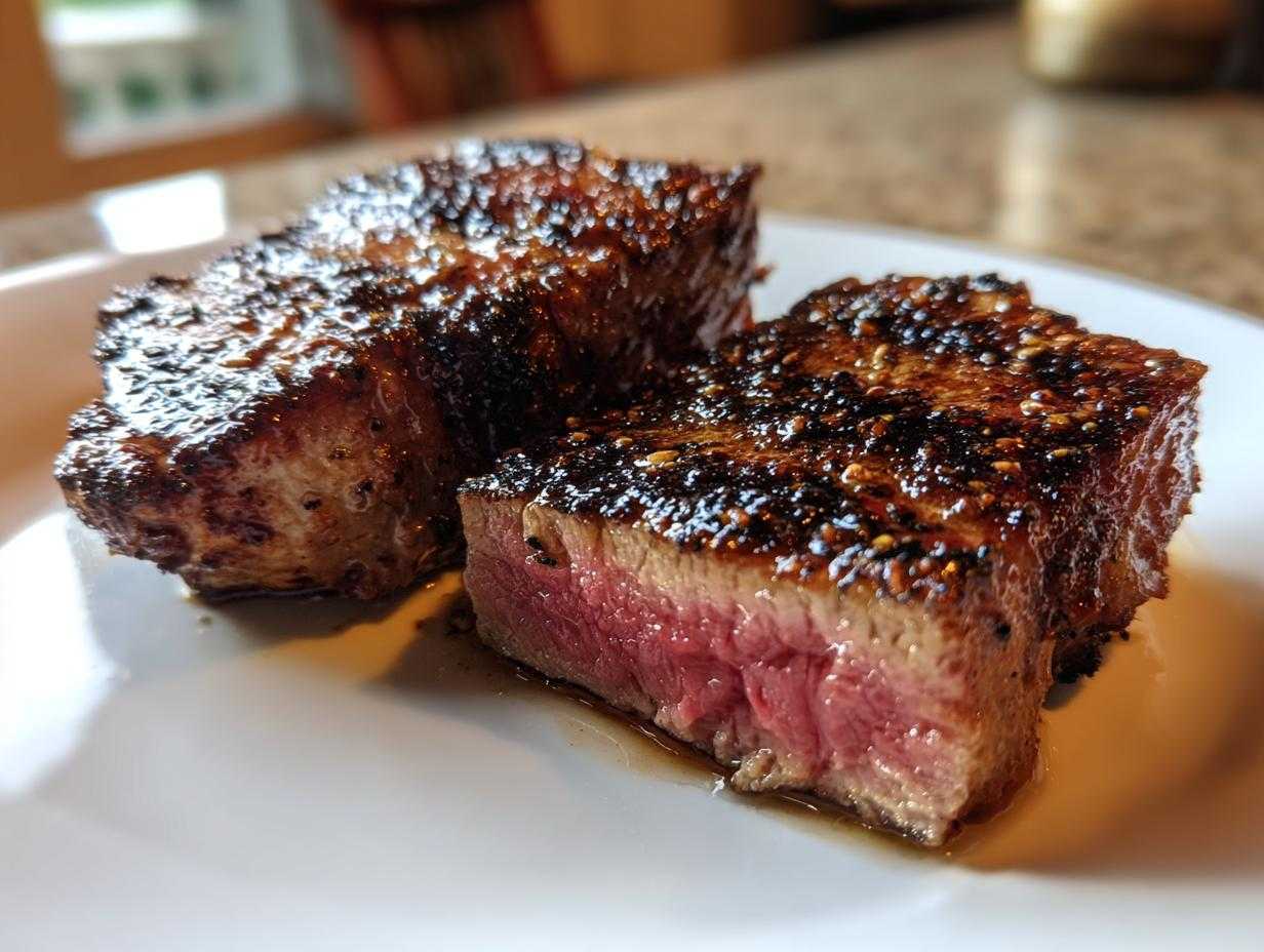 Two tuna steaks with a delicious crust, showcasing the results of the MARINADE FOR TUNA STEAK.