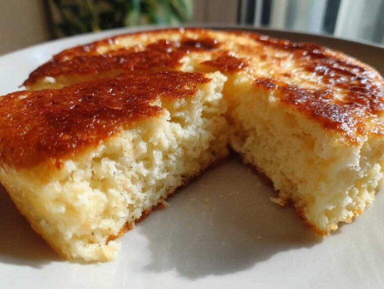 Close-up of golden Protein Pancake Bowls on a plate, showing fluffy texture.