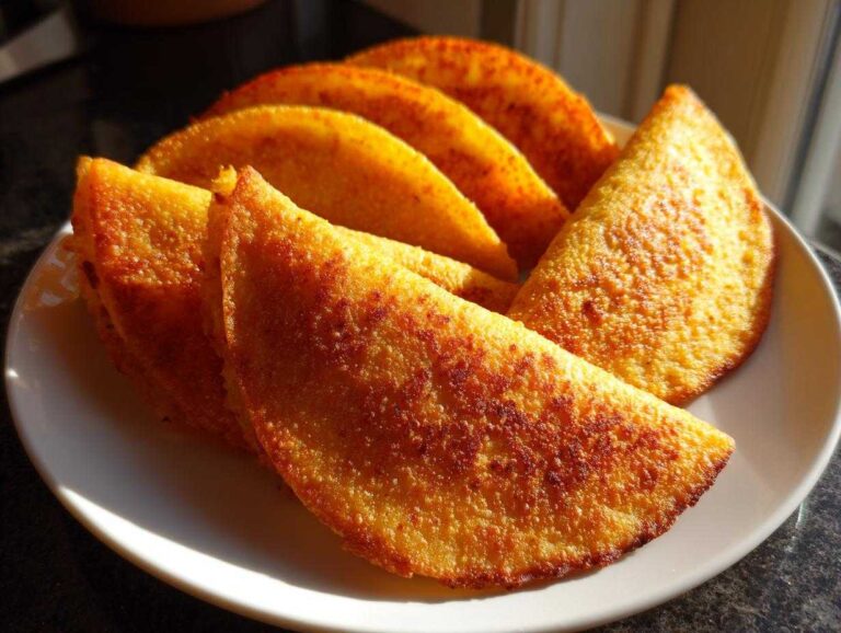A plate of golden, crispy potato tacos, showcasing their texture and inviting appearance.