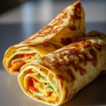 Two veggie fajita wraps filled with colorful vegetables, ready to eat.