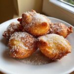 Close-up of golden brown Jamaican fried dumplings generously coated with sparkling granulated sugar.